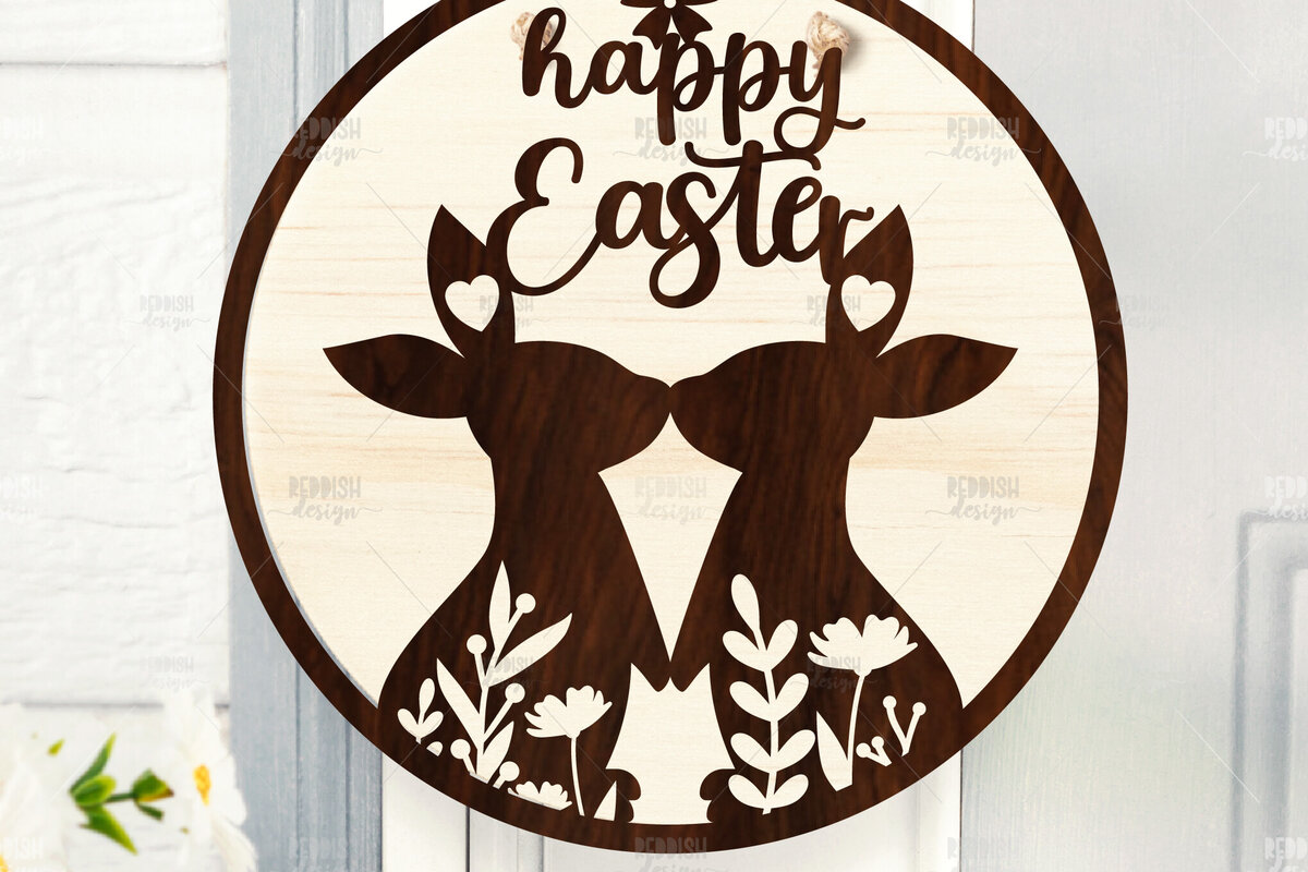 Intra απο ξύλο plywood 3mm-4mm πάχος - Πασχαλινή Στρογγυλή Πινακίδα Πασχαλινή κρεμάστρα πόρτας Δίασταση 15x15 cm INTRAFABR-116740203