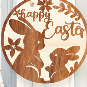 Intra απο ξύλο plywood 3mm-4mm πάχος - Πασχαλινή Στρογγυλή Πινακίδα Πασχαλινή κρεμάστρα πόρτας Δίασταση 15x15 cm INTRAFABR-116740139