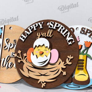 Intra απο ξύλο plywood 3mm-4mm πάχος - Πασχαλινά στρογγυλά σημάδια Δέσμη κοπής με λέιζερ Δίασταση 15x15 cm INTRAFABR-116332485