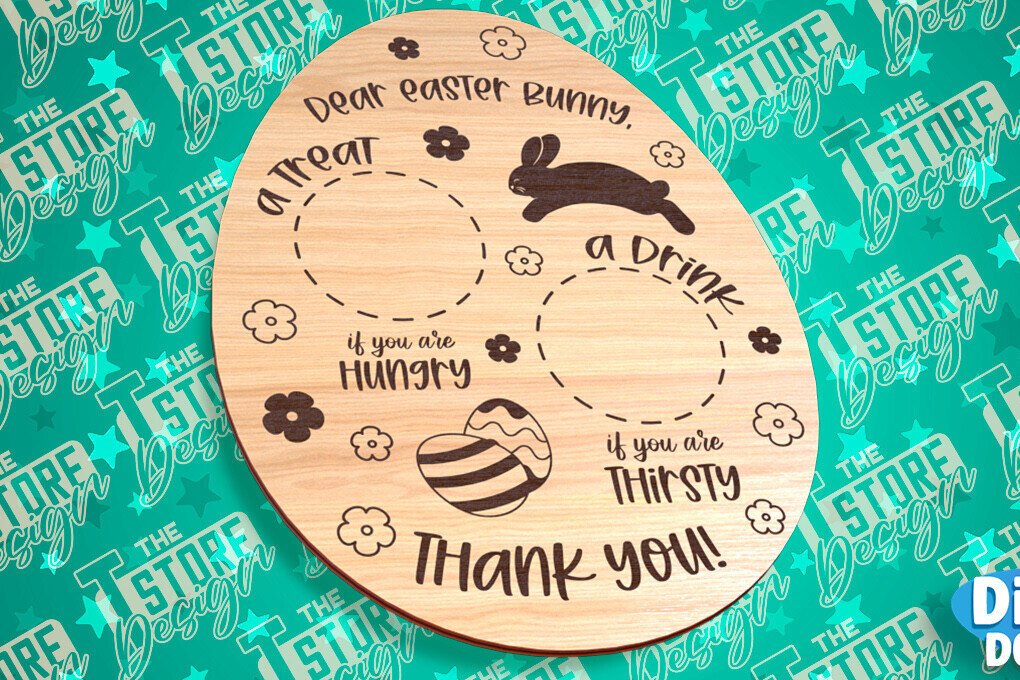 Intra απο ξύλο plywood 3mm-4mm πάχος - Πασχαλινός δίσκος | Αγαπητέ λαγουδάκι του Πάσχα Δίασταση 15x15 cm INTRAFABR-91582721