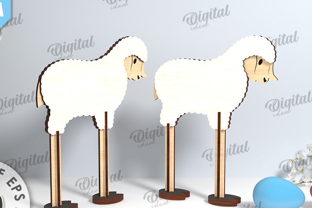 Intra απο ξύλο plywood 3mm-4mm πάχος - Πασχαλινή  προβάτων. Πασχαλινός χαρακτήρας Δίασταση 15x15 cm INTRAFABR-115832218