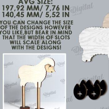 Intra απο ξύλο plywood 3mm-4mm πάχος - Πασχαλινή  προβάτων. Πασχαλινός χαρακτήρας Δίασταση 15x15 cm INTRAFABR-115832218 - Image 2