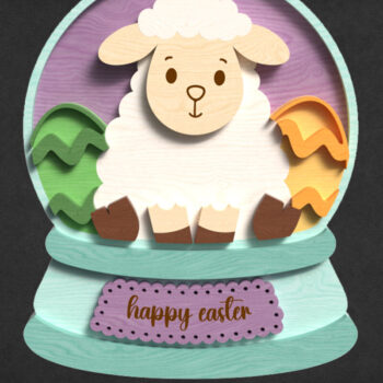 Intra απο ξύλο plywood 3mm-4mm πάχος - Πασχαλινό πρόβατο Snow Globe Δίασταση 30x20 cm INTRAFABR-118607473 - Image 1