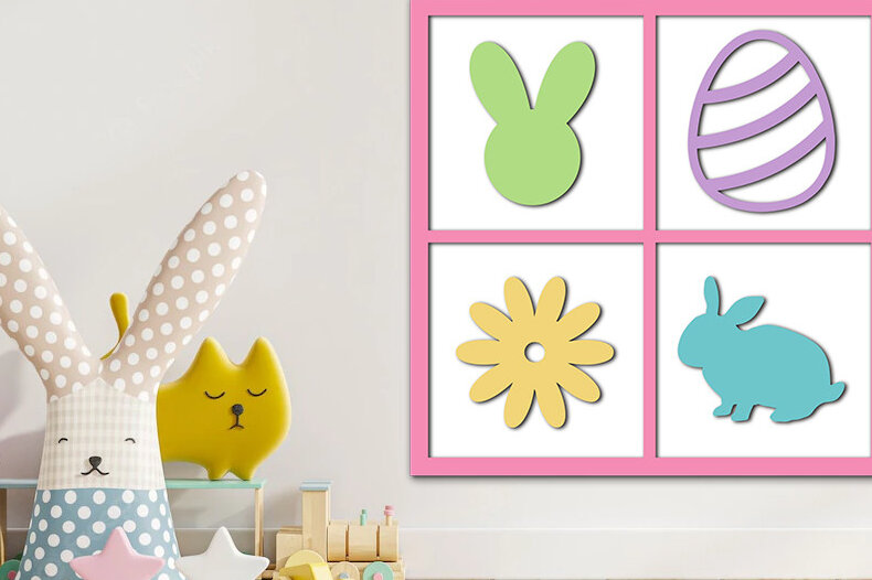 Intra απο ξύλο plywood 3mm-4mm πάχος - Πινακίδα Πάσχας Πλατεία  Laser Cut Δίασταση 15x15 cm INTRAFABR-56160503