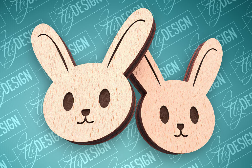 Intra απο ξύλο plywood 3mm-4mm πάχος - Πασχαλινά σκουλαρίκια με λέιζερ | Λαγουδάκι Δίασταση 3x3 cm INTRAFABR-91522926