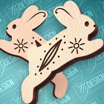 Intra απο ξύλο plywood 3mm-4mm πάχος - Πασχαλινά σκουλαρίκια με λέιζερ | Λαγουδάκι Δίασταση 3x3 cm INTRAFABR-91523165 - Image 1