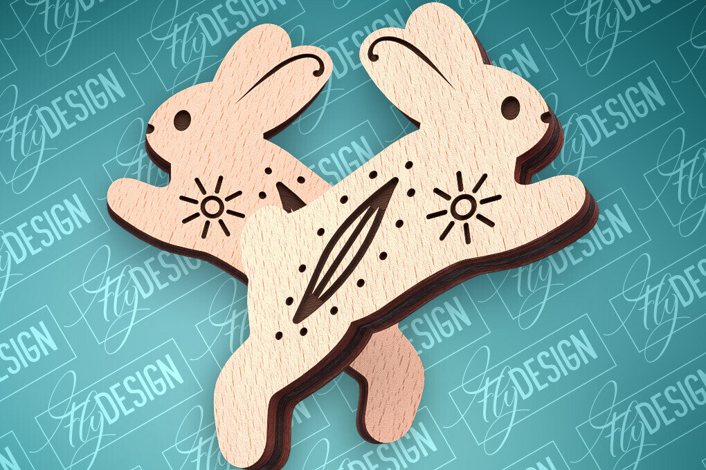 Intra απο ξύλο plywood 3mm-4mm πάχος - Πασχαλινά σκουλαρίκια με λέιζερ | Λαγουδάκι Δίασταση 3x3 cm INTRAFABR-91523165