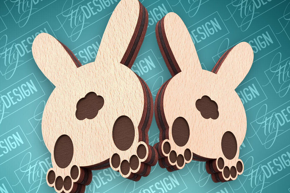 Intra απο ξύλο plywood 3mm-4mm πάχος - Πασχαλινά σκουλαρίκια με λέιζερ | CNC Δίασταση 3x3 cm INTRAFABR-91523481