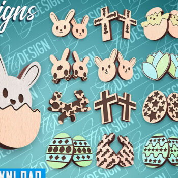 Intra απο ξύλο plywood 3mm-4mm πάχος - Πασχαλινά σκουλαρίκια με λέιζερ | CNC Δίασταση 3x3 cm INTRAFABR-91524891 - Image 1