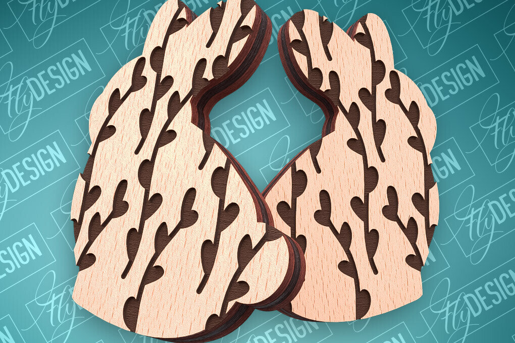 Intra απο ξύλο plywood 3mm-4mm πάχος - Πασχαλινά σκουλαρίκια με λέιζερ | CNC Δίασταση 3x3 cm INTRAFABR-91523223