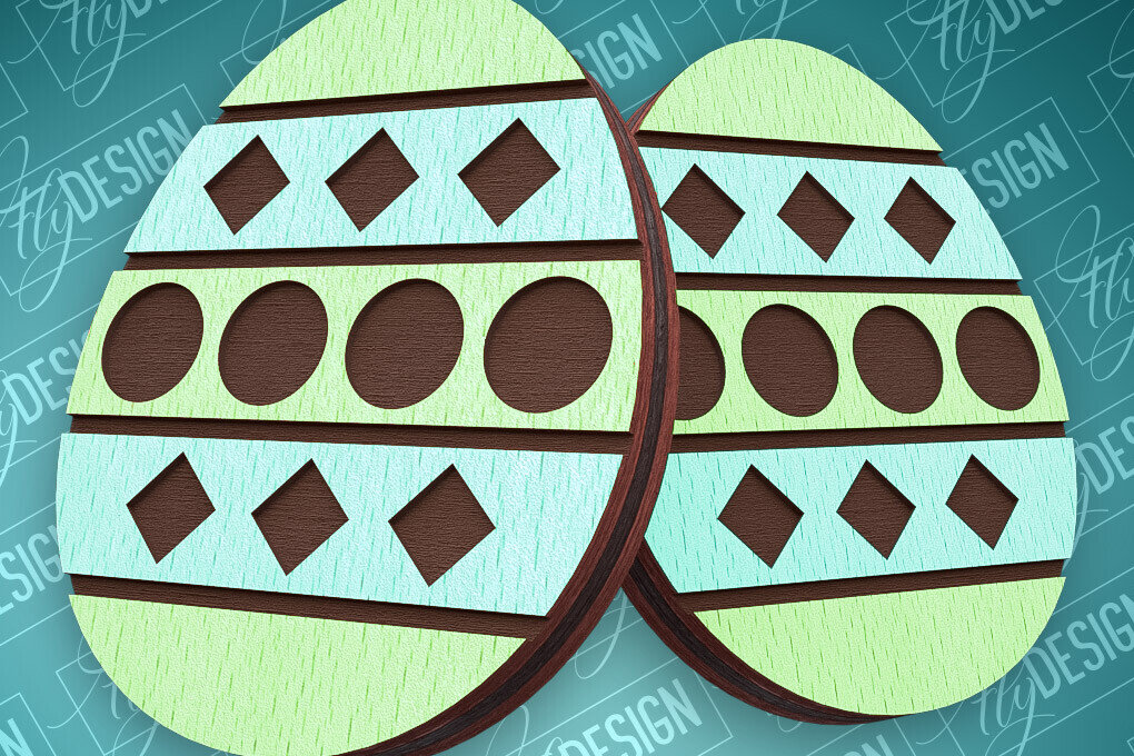 Intra απο ξύλο plywood 3mm-4mm πάχος - Πασχαλινά σκουλαρίκια με λέιζερ | CNC Δίασταση 3x3 cm INTRAFABR-91523315