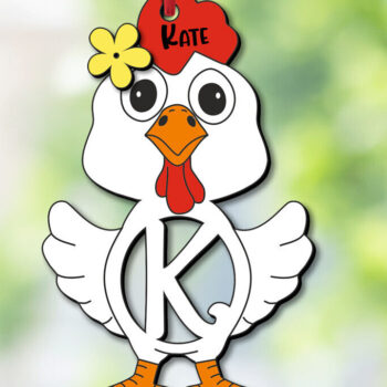 Intra απο ξύλο plywood 3mm-4mm πάχος - Πασχαλινό  Chicken Letter K Όνομα καλαθιού Δίασταση 6x6 cm INTRAFABR-113940663 - Image 1