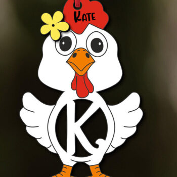 Intra απο ξύλο plywood 3mm-4mm πάχος - Πασχαλινό  Chicken Letter K Όνομα καλαθιού Δίασταση 6x6 cm INTRAFABR-113940663 - Image 2