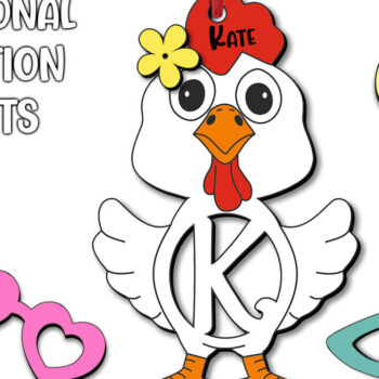 Intra απο ξύλο plywood 3mm-4mm πάχος - Πασχαλινό  Chicken Letter K Όνομα καλαθιού Δίασταση 6x6 cm INTRAFABR-113940663 - Image 3