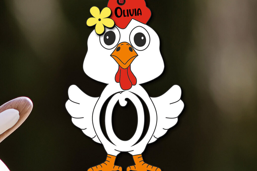 Intra απο ξύλο plywood 3mm-4mm πάχος - Πασχαλινό  Chicken Letter O Όνομα καλαθιού Δίασταση 6x6 cm INTRAFABR-113946318