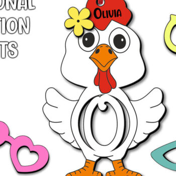 Intra απο ξύλο plywood 3mm-4mm πάχος - Πασχαλινό  Chicken Letter O Όνομα καλαθιού Δίασταση 6x6 cm INTRAFABR-113946318 - Image 3