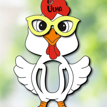 Intra απο ξύλο plywood 3mm-4mm πάχος - Πασχαλινό Chicken Letter U Όνομα καλαθιού Δίασταση 6x6 cm INTRAFABR-113999198 - Image 1