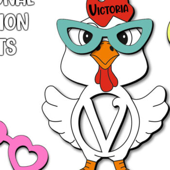 Intra απο ξύλο plywood 3mm-4mm πάχος - Πασχαλινό Chicken Letter V Όνομα καλαθιού Δίασταση 6x6 cm INTRAFABR-113999230 - Image 3