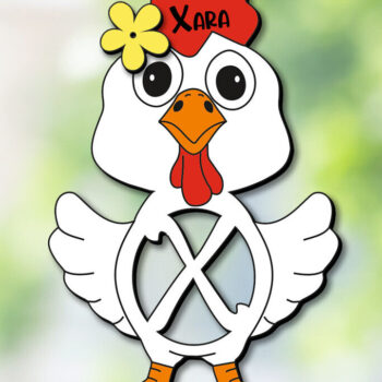 Intra απο ξύλο plywood 3mm-4mm πάχος - Πασχαλινό Chicken Letter X Όνομα καλαθιού Δίασταση 6x6 cm INTRAFABR-114000413 - Image 1