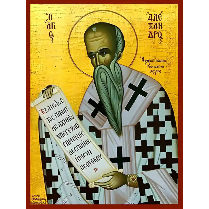 Εικόνα Ορθοδοξίας με περίγραμμα χρυσό σε ξύλο Φλαμουρίας  με  βάση Εικόνα ΑΓΙΟΣ ΑΛΕΞΑΝΔΡΟΣ, ΠΑΤΡΙΑΡΧΗΣ ΚΩΝ/ΠΟΛΕΩΣ Χειροποίητη Ελληνορθόδοξη εικόνα του Ιησού Χριστού, Κρεμαστή πλάκα βυζαντινής τέχνης, χριστιανική τέχνη Διάσταση 40x30 cm (10,2x7,9 ίντσες)  INTRAEK-1447757865116