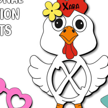 Intra απο ξύλο plywood 3mm-4mm πάχος - Πασχαλινό Chicken Letter X Όνομα καλαθιού Δίασταση 6x6 cm INTRAFABR-114000413 - Image 3