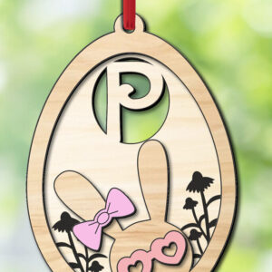 Intra απο ξύλο plywood 3mm-4mm πάχος - Πασχαλινό  Δώρο Laser Letter P Bunny Egg Δίασταση 6x6 cm INTRAFABR-118766372