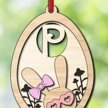 Intra απο ξύλο plywood 3mm-4mm πάχος - Πασχαλινό  Δώρο Laser Letter P Bunny Egg Δίασταση 6x6 cm INTRAFABR-118766372 - Image 1