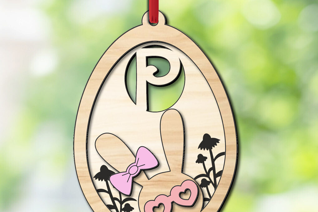 Intra απο ξύλο plywood 3mm-4mm πάχος - Πασχαλινό  Δώρο Laser Letter P Bunny Egg Δίασταση 6x6 cm INTRAFABR-118766372