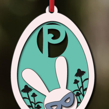 Intra απο ξύλο plywood 3mm-4mm πάχος - Πασχαλινό  Δώρο Laser Letter P Bunny Egg Δίασταση 6x6 cm INTRAFABR-118766372 - Image 2