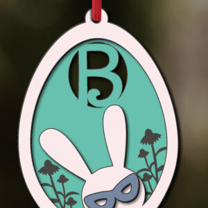 Intra απο ξύλο plywood 3mm-4mm πάχος - Πασχαλινό  Γράμμα Β Μπάνι Καλάθι Αυγών Ετικέτα Δίασταση 6x6 cm INTRAFABR-118689272