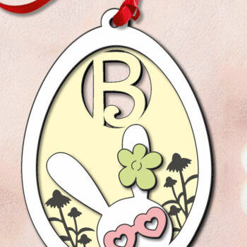 Intra απο ξύλο plywood 3mm-4mm πάχος - Πασχαλινό Γράμμα Β Μπάνι Καλάθι Αυγών Ετικέτα Δίασταση 6x6 cm INTRAFABR-118689272 - Image 2