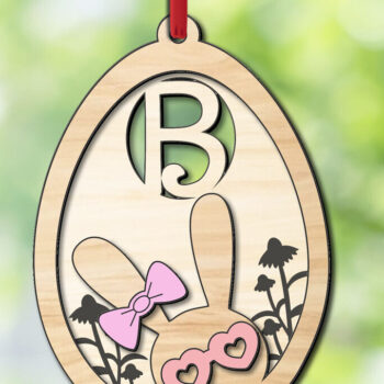 Intra απο ξύλο plywood 3mm-4mm πάχος - Πασχαλινό Γράμμα Β Μπάνι Καλάθι Αυγών Ετικέτα Δίασταση 6x6 cm INTRAFABR-118689272 - Image 3