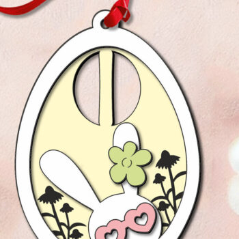 Intra απο ξύλο plywood 3mm-4mm πάχος - Πασχαλινό  Letter I Bunny Egg Basket Tag Δίασταση 6x6 cm INTRAFABR-118766064 - Image 3