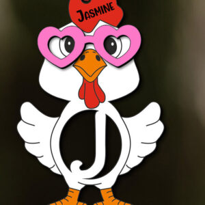 Intra απο ξύλο plywood 3mm-4mm πάχος - Πασχαλινό  Letter J Δώρο κοτόπουλου διακοπών Δίασταση 6x6 cm INTRAFABR-113940608