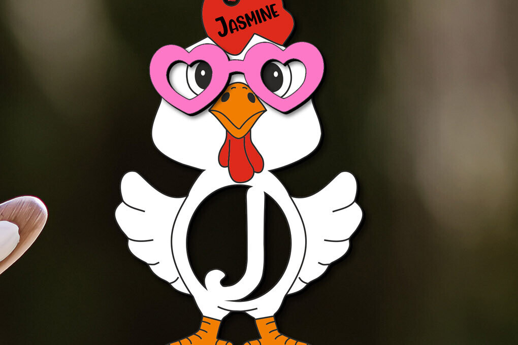 Intra απο ξύλο plywood 3mm-4mm πάχος - Πασχαλινό  Letter J Δώρο κοτόπουλου διακοπών Δίασταση 6x6 cm INTRAFABR-113940608