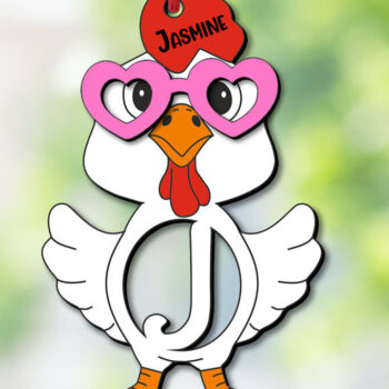 Intra απο ξύλο plywood 3mm-4mm πάχος - Πασχαλινό  Letter J Δώρο κοτόπουλου διακοπών Δίασταση 6x6 cm INTRAFABR-113940608 - Image 2