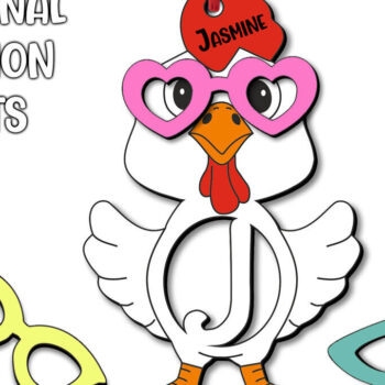 Intra απο ξύλο plywood 3mm-4mm πάχος - Πασχαλινό  Letter J Δώρο κοτόπουλου διακοπών Δίασταση 6x6 cm INTRAFABR-113940608 - Image 3