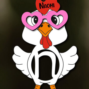 Intra απο ξύλο plywood 3mm-4mm πάχος - Πασχαλινό  Letter N Δώρο κοτόπουλο διακοπών Δίασταση 6x6 cm INTRAFABR-113946246 - Image 1