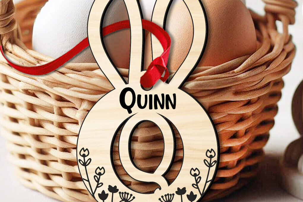 Intra απο ξύλο plywood 3mm-4mm πάχος - Πασχαλινό  Letter Q Laser Bunny Basket Δίασταση 6x6 cm INTRAFABR-118443361