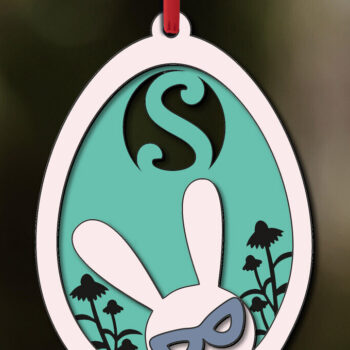 Intra απο ξύλο plywood 3mm-4mm πάχος - Πασχαλινό  Letter S Bunny Egg Basket Tag Δίασταση 6x6 cm INTRAFABR-118820912 - Image 1