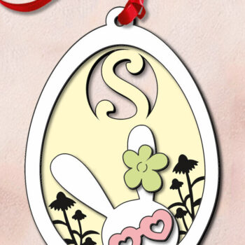 Intra απο ξύλο plywood 3mm-4mm πάχος - Πασχαλινό  Letter S Bunny Egg Basket Tag Δίασταση 6x6 cm INTRAFABR-118820912 - Image 2