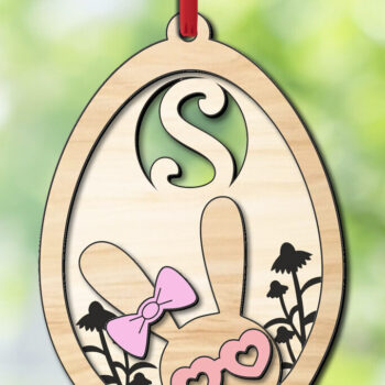 Intra απο ξύλο plywood 3mm-4mm πάχος - Πασχαλινό  Letter S Bunny Egg Basket Tag Δίασταση 6x6 cm INTRAFABR-118820912 - Image 3