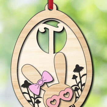 Intra απο ξύλο plywood 3mm-4mm πάχος - Πασχαλινό Γράμμα Τ Δώρο Κουνελάκι Αυγό Ετικέτα Δίασταση 6x6 cm INTRAFABR-118820964 - Image 2