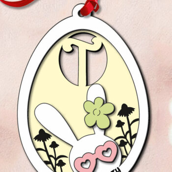 Intra απο ξύλο plywood 3mm-4mm πάχος - Πασχαλινό Γράμμα Τ Δώρο Κουνελάκι Αυγό Ετικέτα Δίασταση 6x6 cm INTRAFABR-118820964 - Image 3