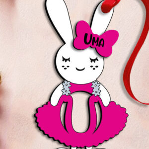 Intra απο ξύλο plywood 3mm-4mm πάχος - Πασχαλινό  Letter U Bunny Dress Laser Δίασταση 6x6 cm INTRAFABR-114576164