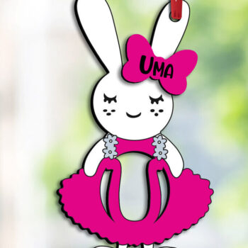 Intra απο ξύλο plywood 3mm-4mm πάχος - Πασχαλινό  Letter U Bunny Dress Laser Δίασταση 6x6 cm INTRAFABR-114576164 - Image 3