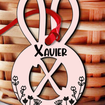 Intra απο ξύλο plywood 3mm-4mm πάχος - Πασχαλινό  Letter X Laser Bunny Basket Δίασταση 6x6 cm INTRAFABR-118450654 - Image 2