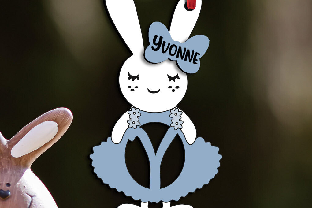 Intra απο ξύλο plywood 3mm-4mm πάχος - Πασχαλινό  Letter Y Bunny Dress Laser Δίασταση 6x6 cm INTRAFABR-114576363