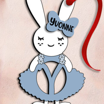 Intra απο ξύλο plywood 3mm-4mm πάχος - Πασχαλινό  Letter Y Bunny Dress Laser Δίασταση 6x6 cm INTRAFABR-114576363 - Image 3