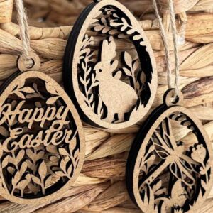 Intra απο ξύλο plywood 3mm-4mm πάχος - Πακέτο ετικετών για το Πάσχα, πρότυπα πολλαπλών επιπέδων Δίασταση 3x4 cm INTRAFABR-93905580